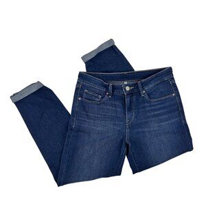 Levis Cropped Denim Jeans Womens Size 28 Blue Tapered Leg Mid Rise Cuffed Hem